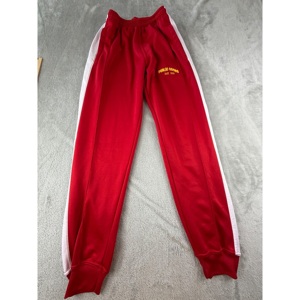 Public Goods Track Pants Mens Medium Red Side Stripe Joggers Sweatpants